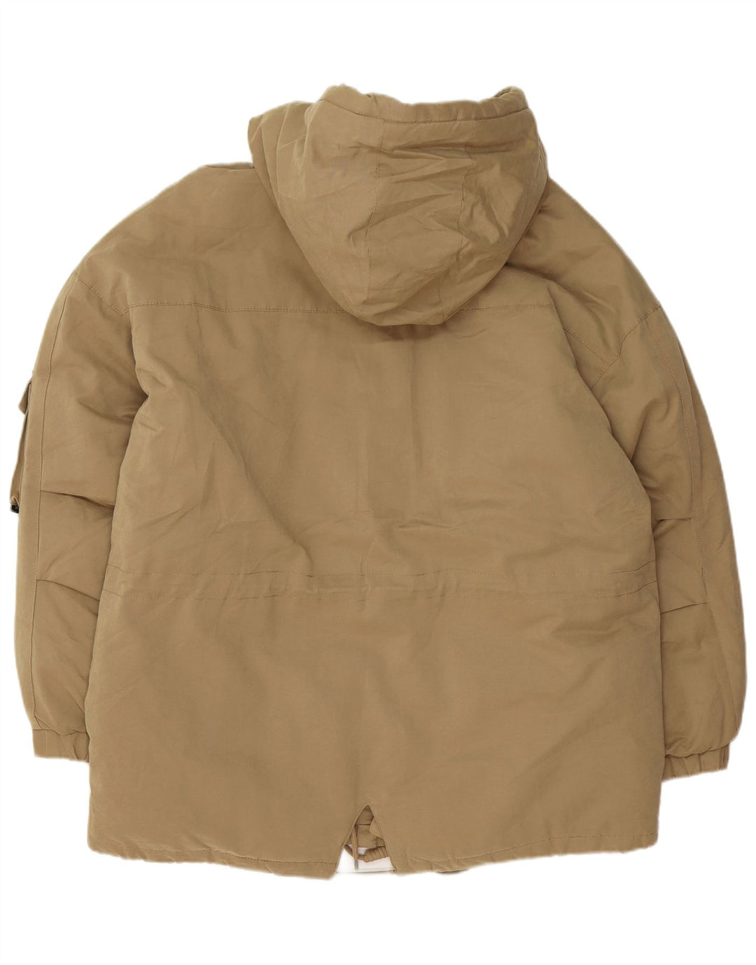 Zara Mens Hooded Loose Fit Padded Jacket UK 38 Medium Beige Polyester