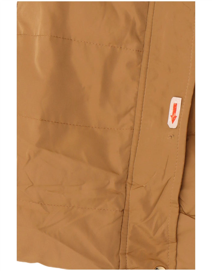 Zara Womens Hooded Padded Coat UK 14 Medium Beige Polyester