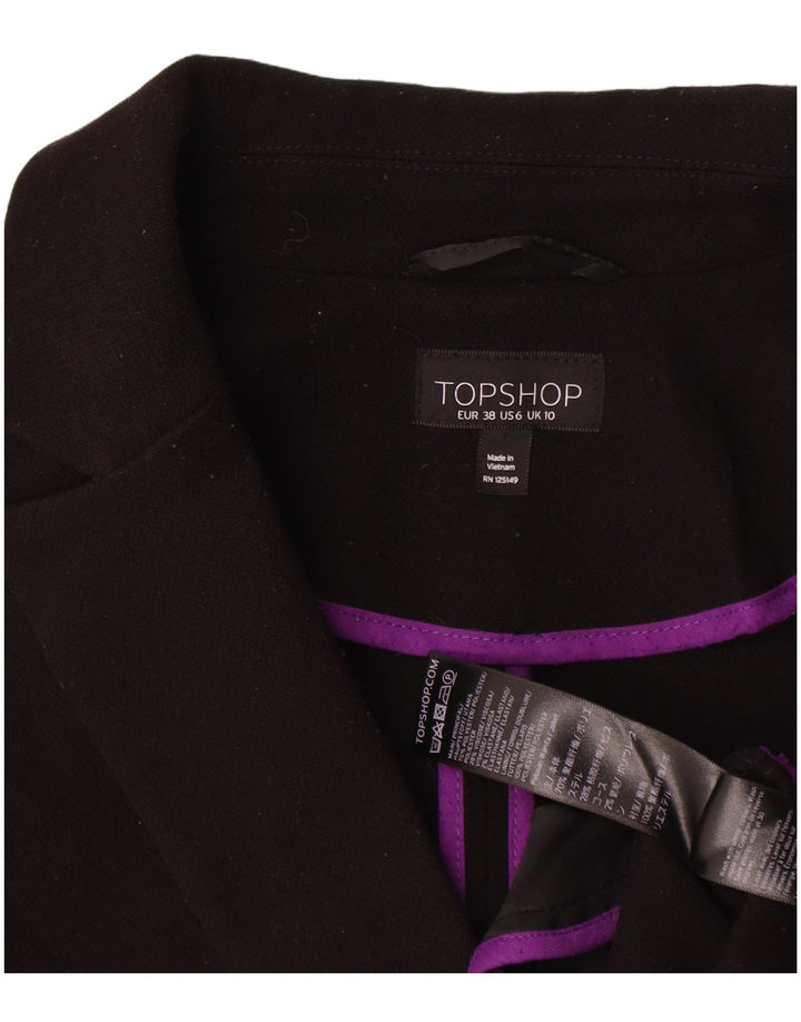 Topshop Womens Oversized Overcoat UK 10 Small Black Polyester