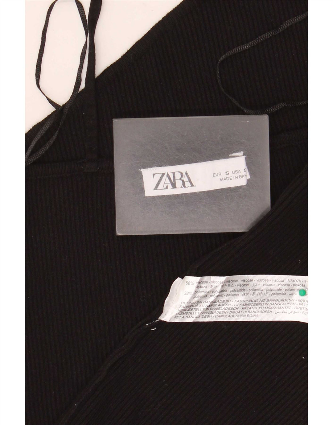 Zara Womens Crop Top UK 10 Small Black Viscose