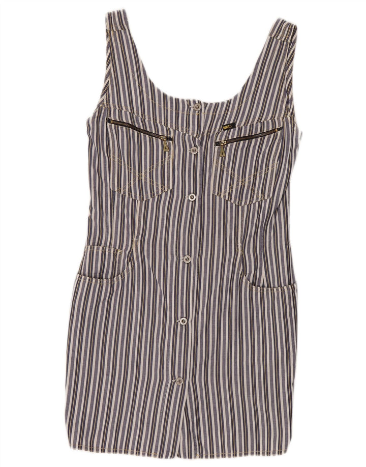 VINTAGE Womens Sleeveless Sheath Dress UK 8 Small Navy Blue Striped