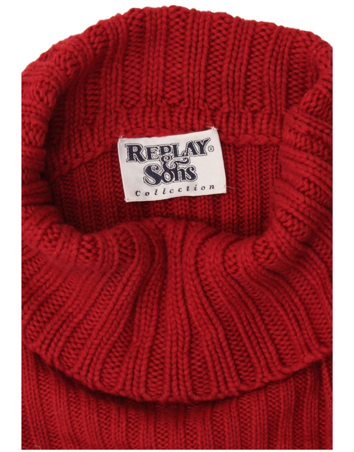 Replay Womens Roll Neck Jumper Sweater UK 12 Medium Red
