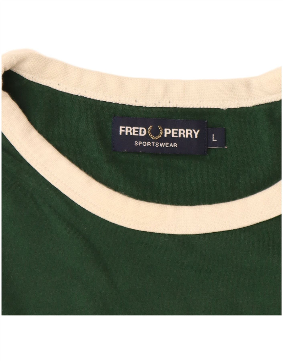 FRED PERRY Mens Graphic T-Shirt Top Large Green Colourblock Cotton