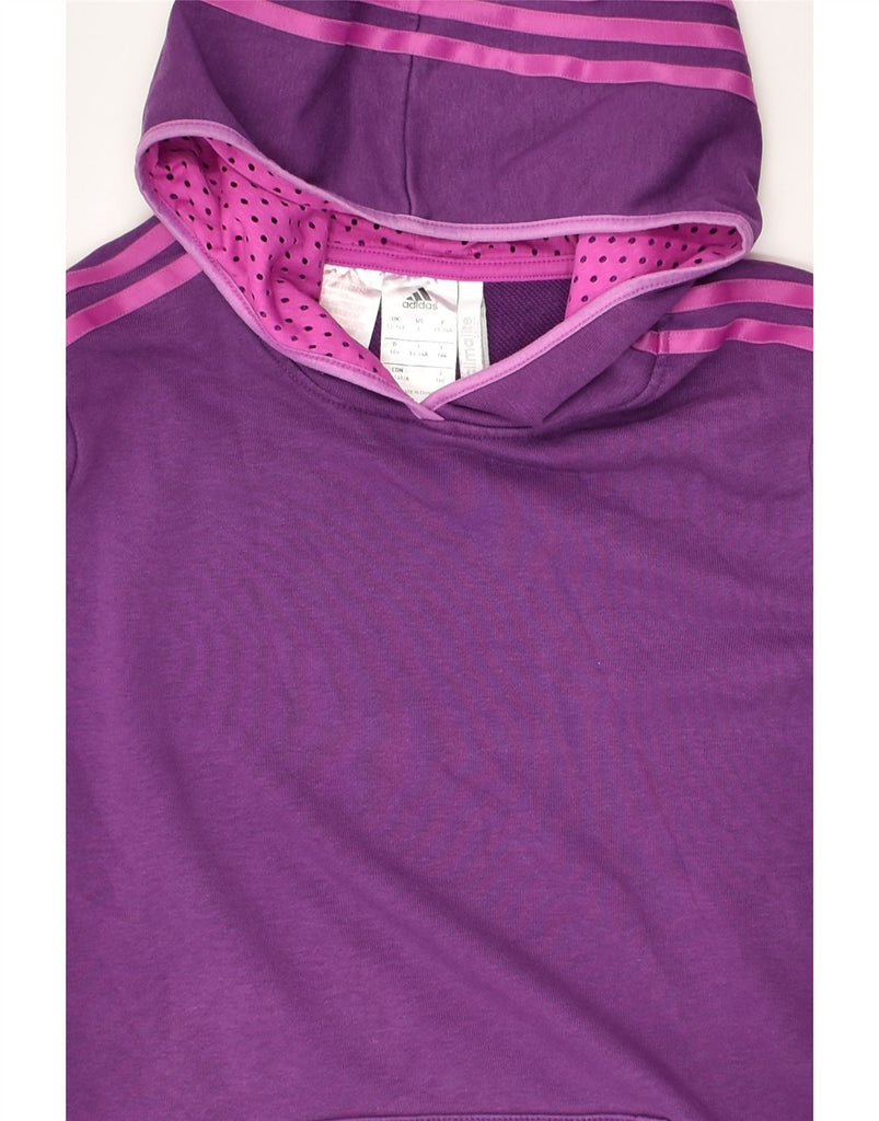 ADIDAS Girls Graphic Hoodie Jumper 13-14 Years Purple Cotton | Vintage Adidas | Thrift | Second-Hand Adidas | Used Clothing | Messina Hembry 