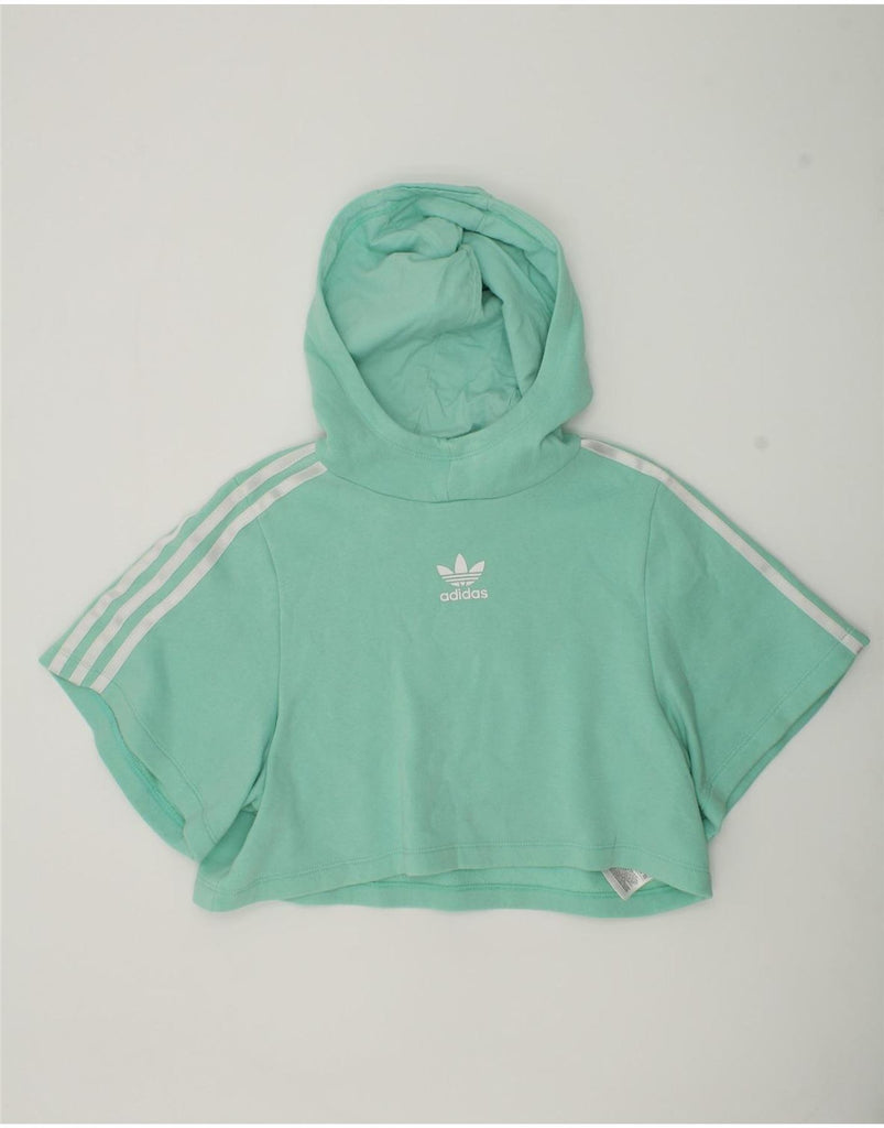 ADIDAS Girls Oversized Short Sleeve Hoodie Jumper 9-10 Years Turquoise | Vintage Adidas | Thrift | Second-Hand Adidas | Used Clothing | Messina Hembry 