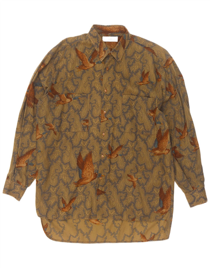 Millibar Mens Shirt Large Beige Paisley Cotton