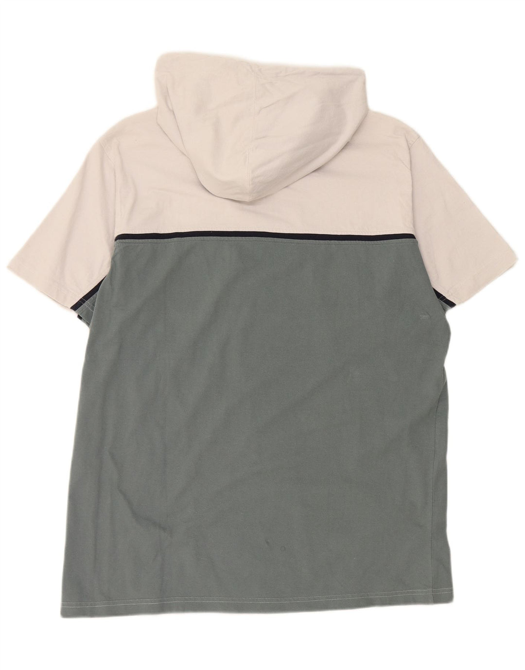 CHAMPION Mens Hooded Zip Neck T-Shirt Top 2XL White Colourblock Cotton