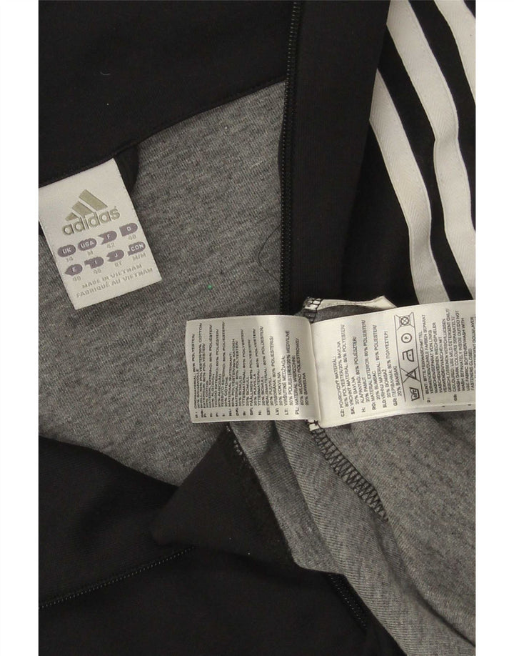 Adidas Womens Tracksuit Top Jacket UK 14 Medium Black Polyester