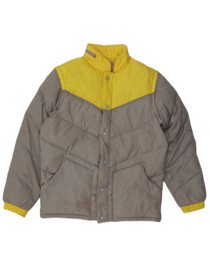 Fiorucci Mens Hooded Padded Jacket UK 38 Medium Grey Colourblock Nylon