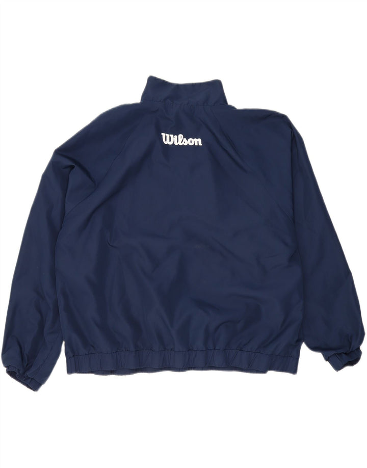 WILSON Womens Oversized Graphic Windbreaker Jacket UK 22 2XL Navy Blue