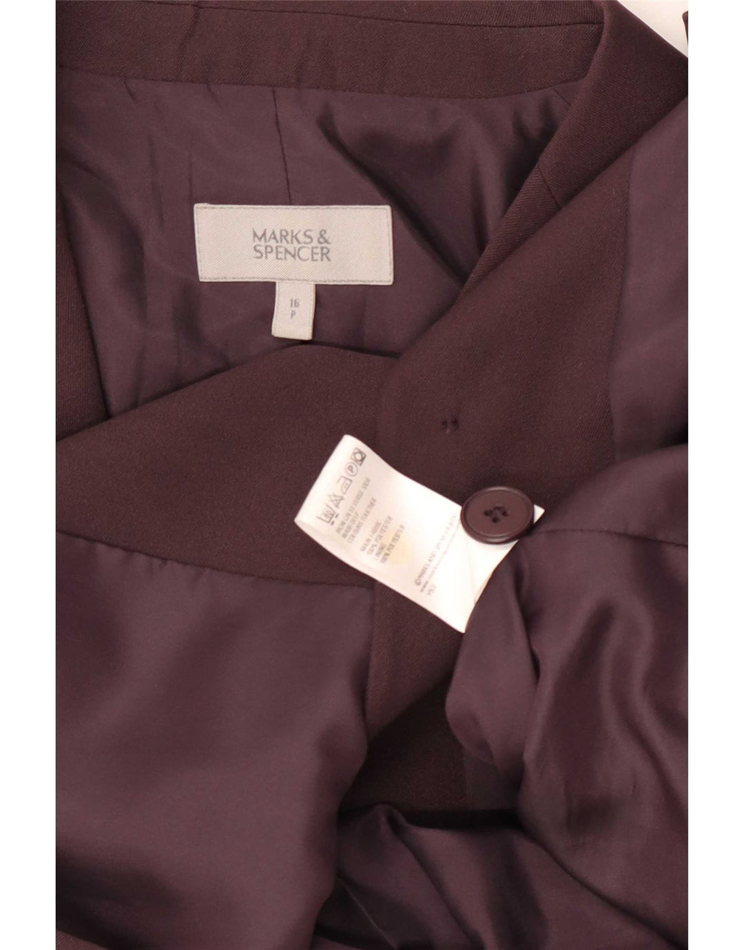 Marks & Spencer Womens 2 Button Blazer Jacket UK 16 Large Brown Polyester