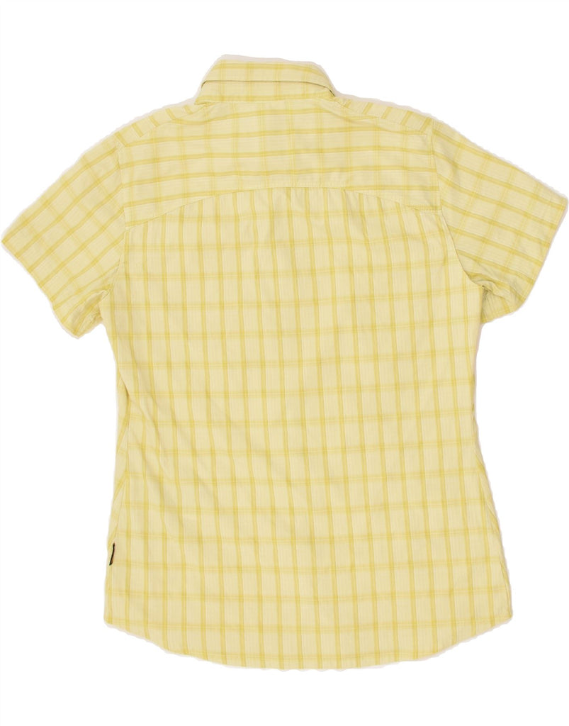 JACK WOLFSKIN Womens Short Sleeve Shirt UK 12/14 Medium Yellow Check | Vintage Jack Wolfskin | Thrift | Second-Hand Jack Wolfskin | Used Clothing | Messina Hembry 