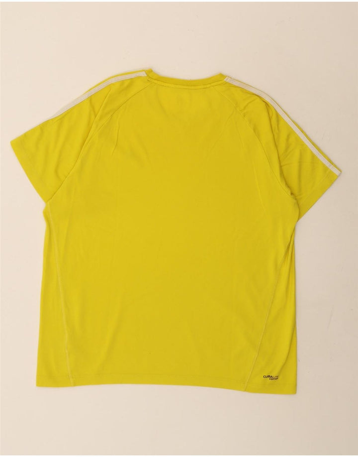 Adidas Mens Climalite T-Shirt Top Large Yellow Cotton