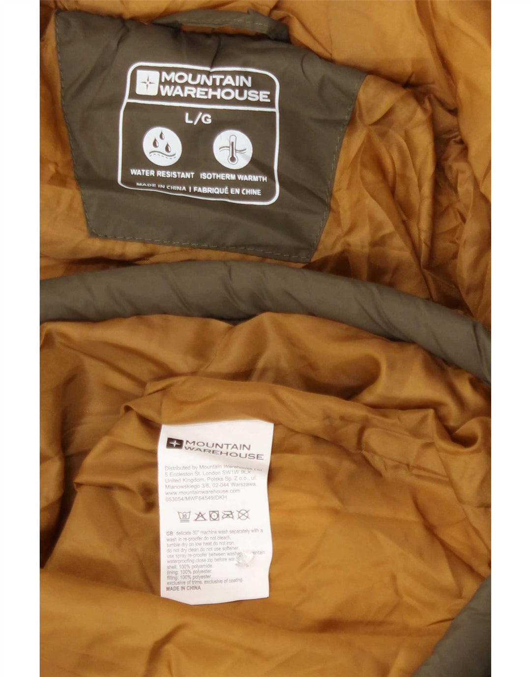 Mountain Warehouse Mens Hooded Padded Jacket UK 40 Large Khaki Polyamide