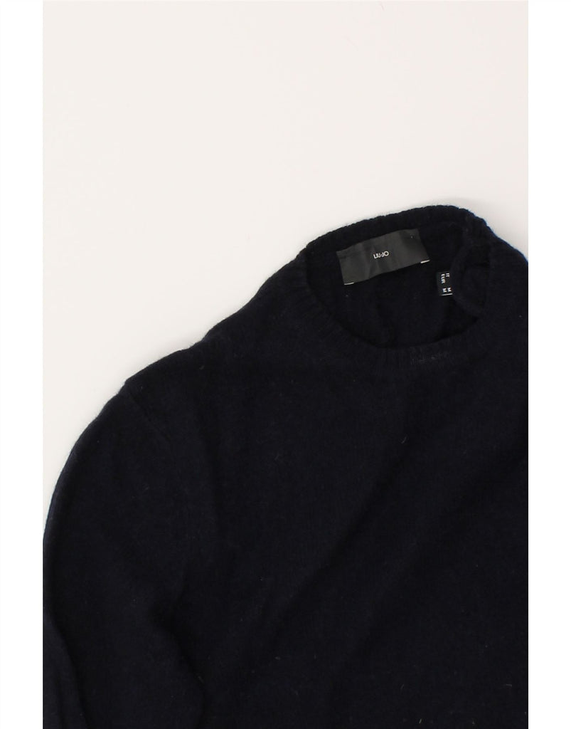 LIU JO Womens Crew Neck Jumper Sweater UK 14 Medium Navy Blue Wool | Vintage Liu Jo | Thrift | Second-Hand Liu Jo | Used Clothing | Messina Hembry 