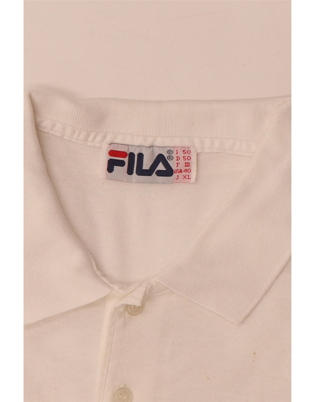 FILA Mens Graphic Polo Shirt IT 50 Medium White Colourblock Cotton
