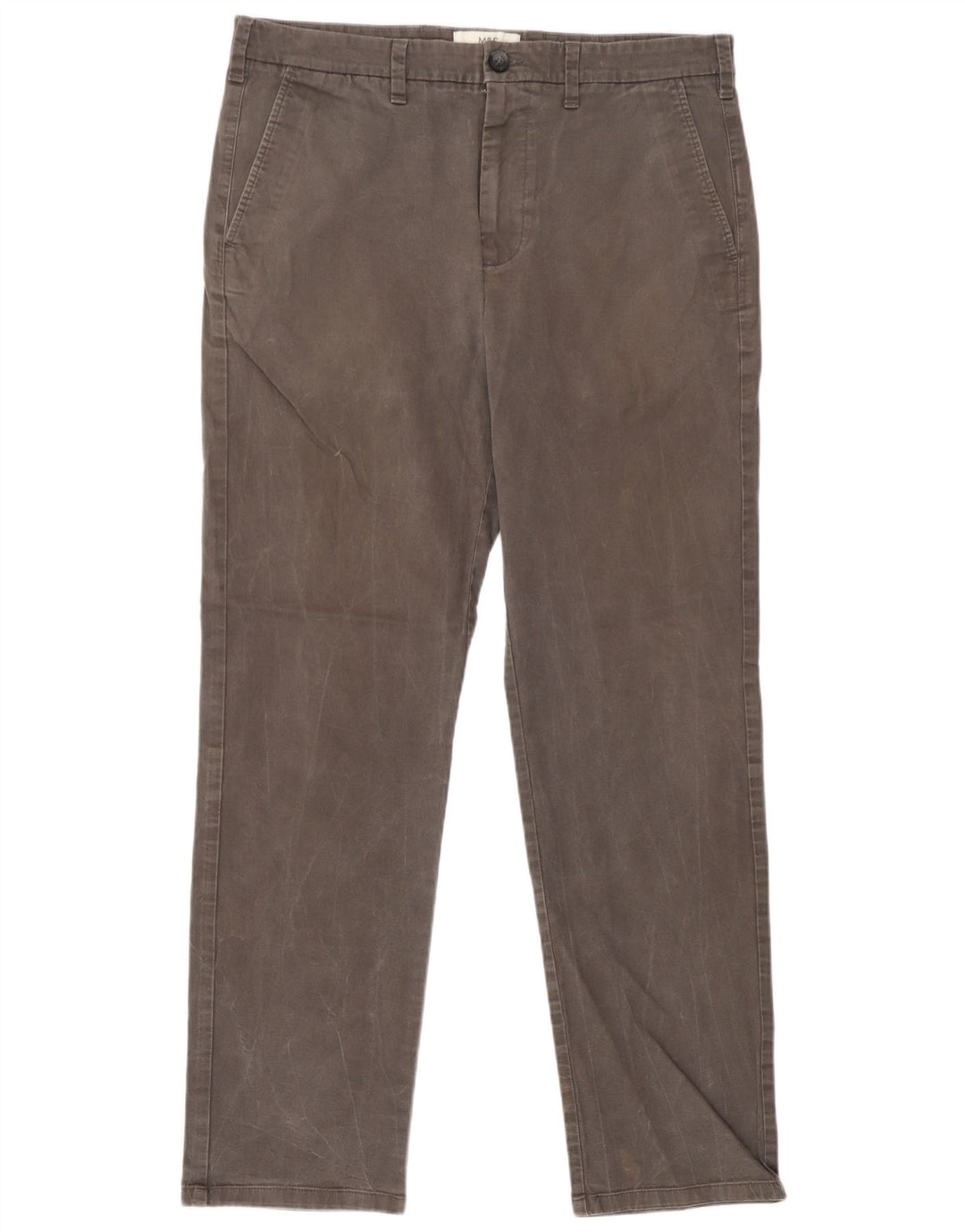 Marks & Spencer Mens Regular Fit Chino Trousers W34 L31 Grey Cotton