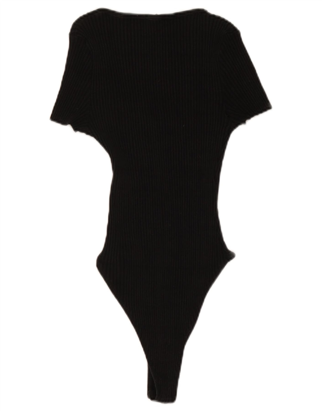 Zara Womens Short Sleeve Bodysuit UK 16 Large Black Cotton