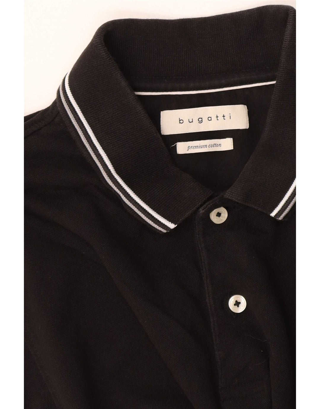Bugatti Mens Polo Shirt Medium Black Striped