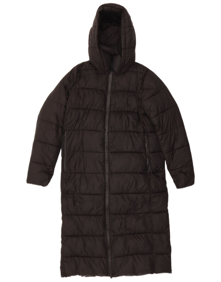 ZARA Womens Oversized Hooded Padded Coat UK 10 Small Black Polyester