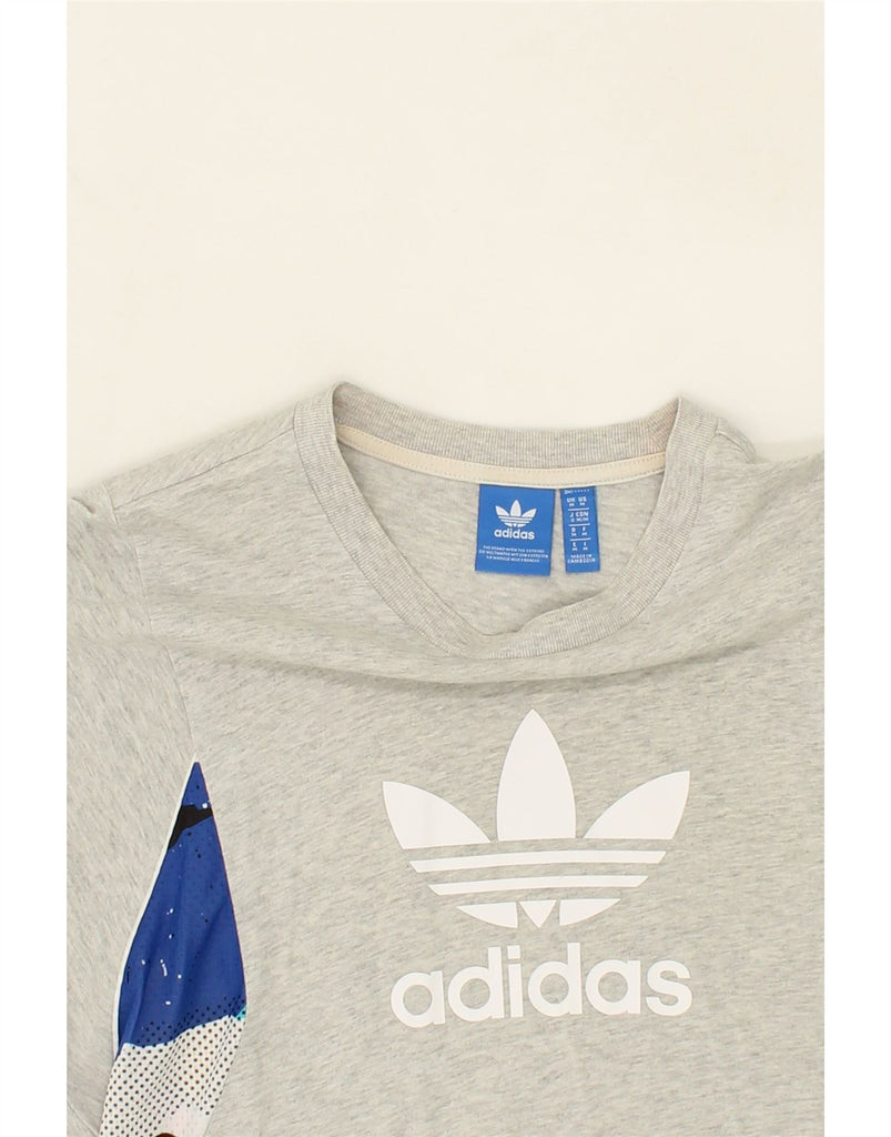 ADIDAS Mens Graphic T-Shirt Top Medium Grey Colourblock Cotton Vintage Adidas and Second-Hand Adidas from Messina Hembry 