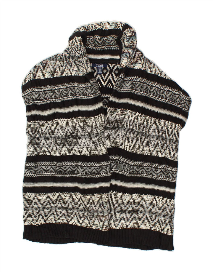 CHAPS Womens Sleeveless Cardigan Sweater UK 16 Large Black Argyle/Diamond Vintage Chaps and Second-Hand Chaps from Messina Hembry 