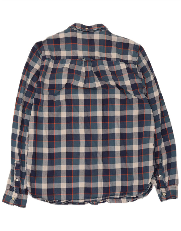 Lyle & Scott Mens Shirt Large Navy Blue Check Cotton