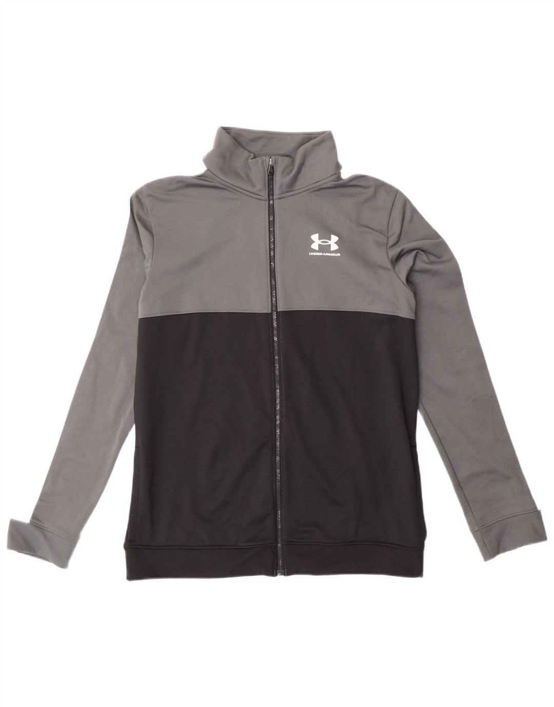 Under Armour Boys Tracksuit Top Jacket 13-14 Years XL Grey Colourblock
