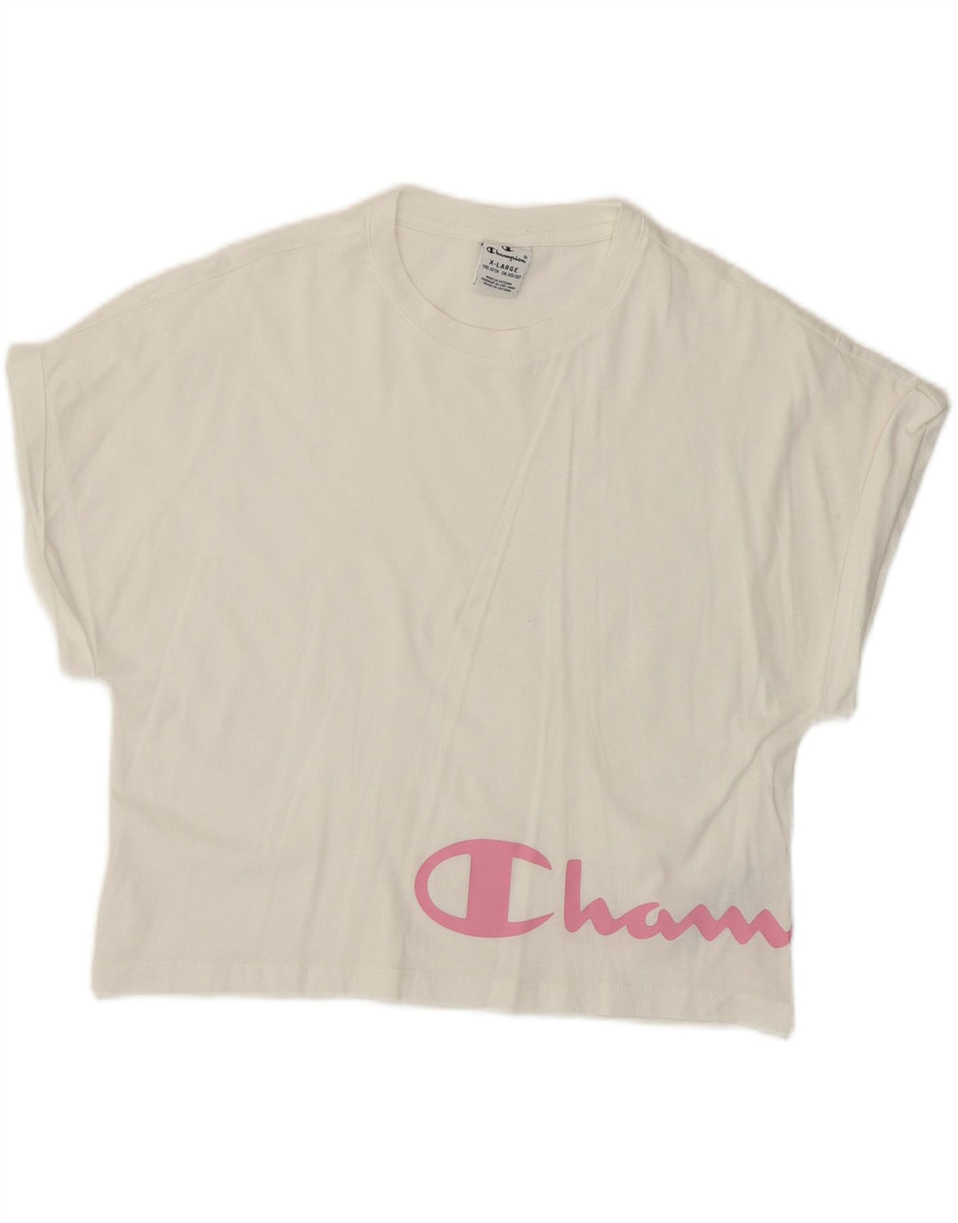 Champion Girls Crop Graphic T-Shirt Top 13-14 Years XL White Cotton