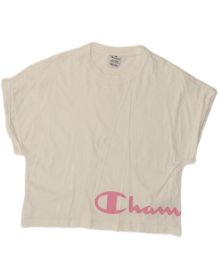 Champion Girls Crop Graphic T-Shirt Top 13-14 Years XL White Cotton