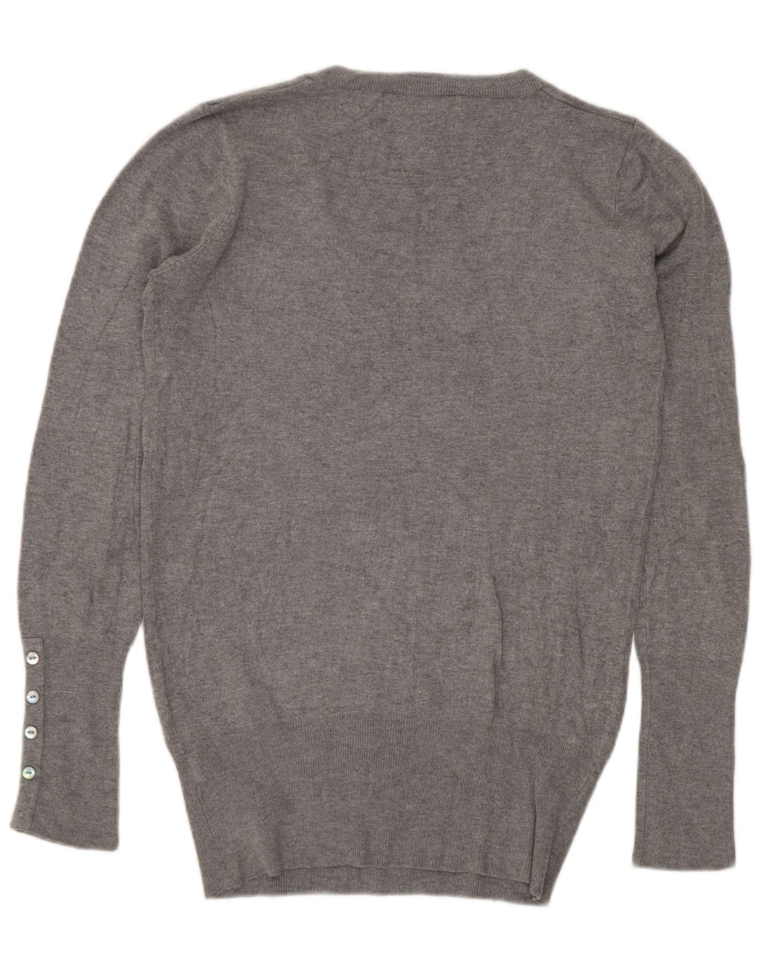 Zara Womens V-Neck Jumper Sweater UK 12 Medium Grey Rayon