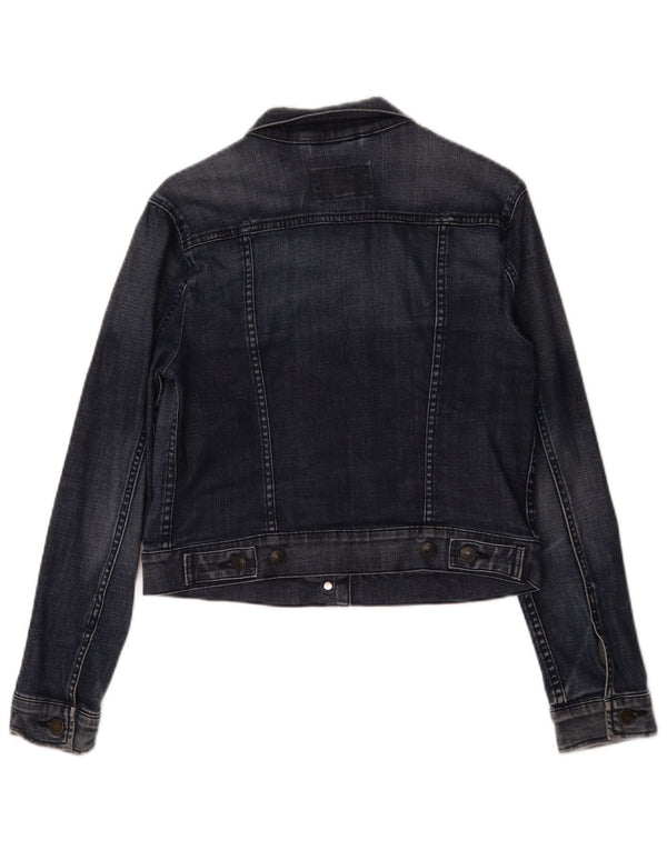 Levi's Womens Crop Denim Jacket UK 12 Medium Navy Blue Cotton