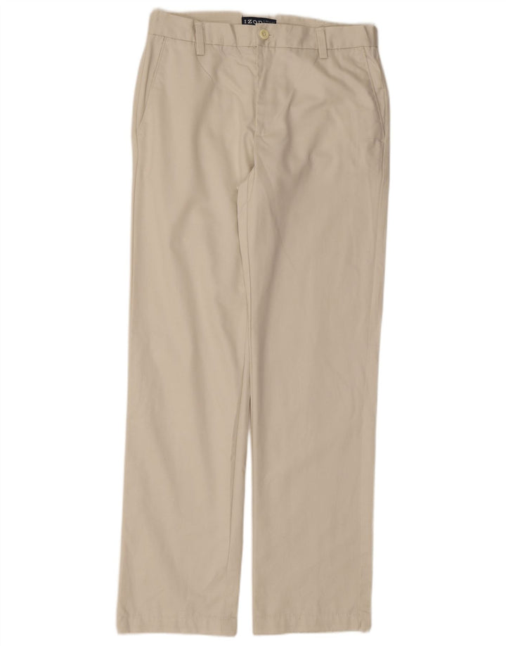 IZOD Mens Slim Fit Chino Trousers W30 L32 Beige