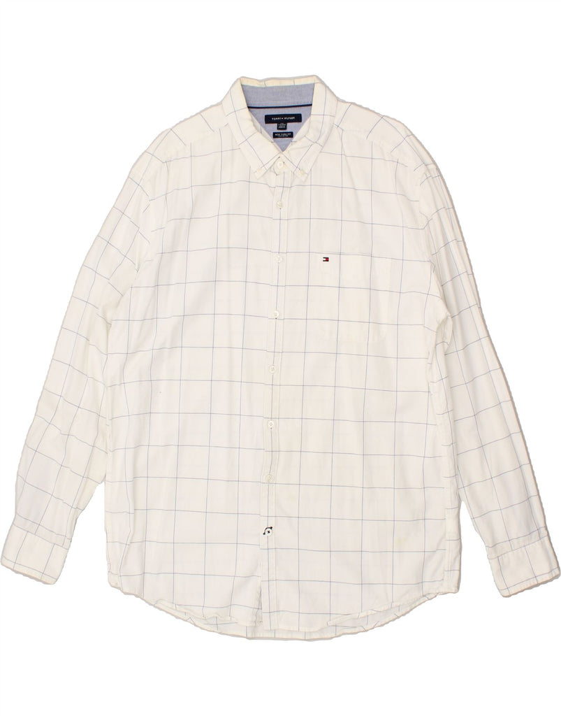 TOMMY HILFIGER Mens New York Fit Shirt 2XL Off White Check Cotton | Vintage Tommy Hilfiger | Thrift | Second-Hand Tommy Hilfiger | Used Clothing | Messina Hembry 