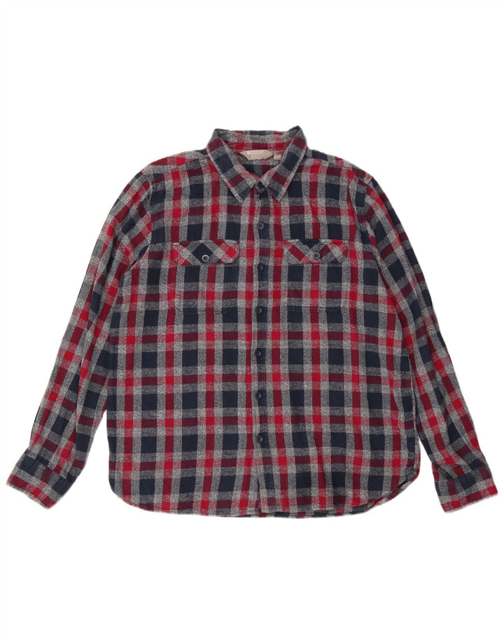 MOUNTAIN WAREHOUSE Mens Flannel Shirt XL Navy Blue Check Cotton