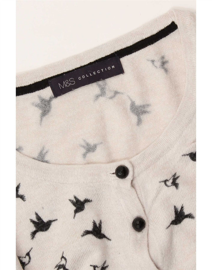 Marks & Spencer Womens Abstract Pattern Cardigan Sweater UK 14 Medium White