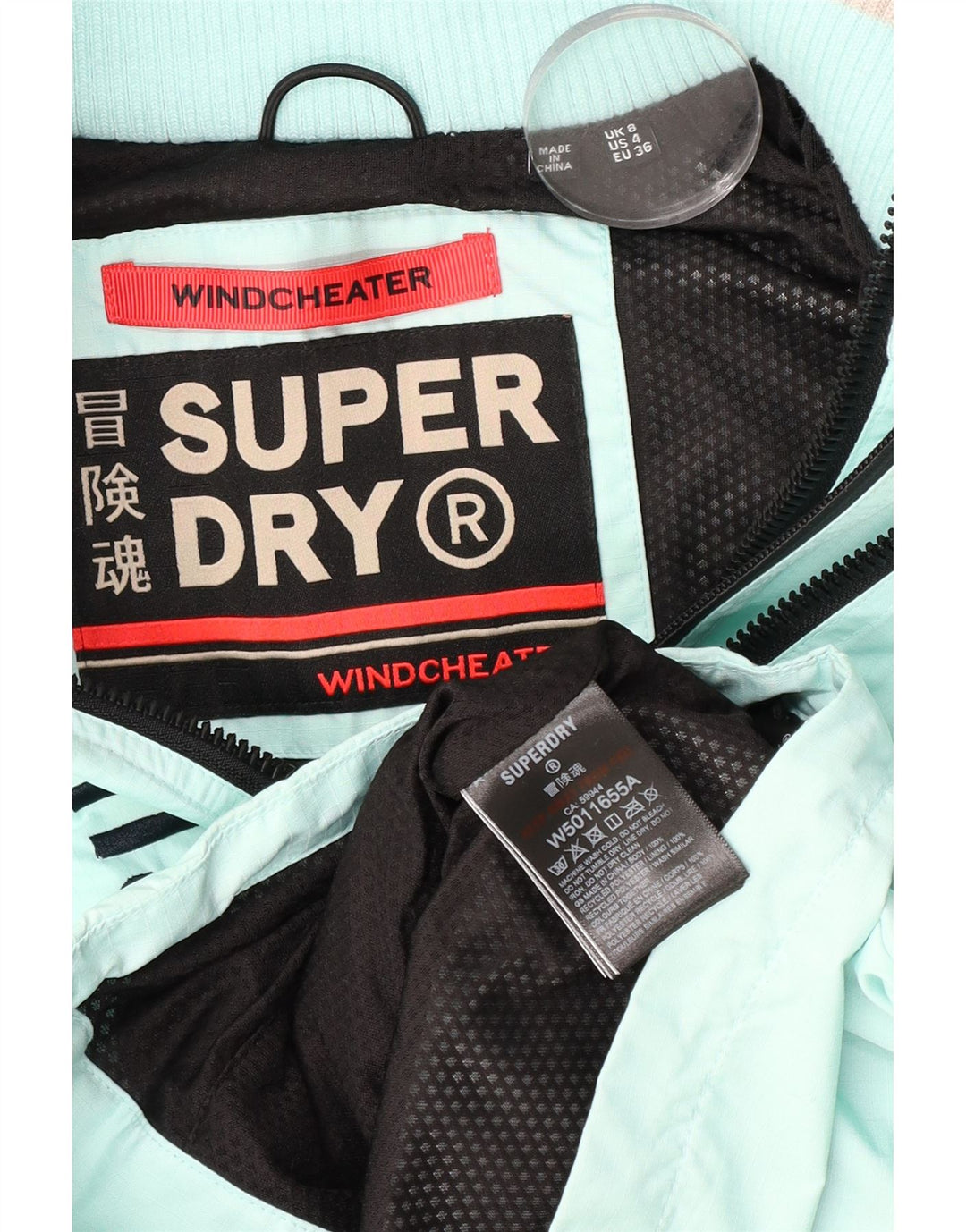 Superdry Womens The Windcheater Graphic Bomber Jacket UK 8 Small Turquoise