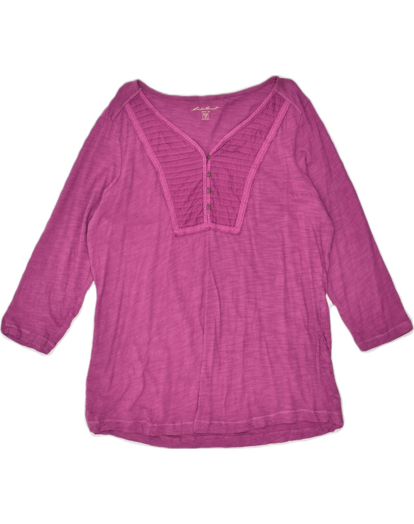 EDDIE BAUER Womens Top 3/4 Sleeve UK 18 XL Pink Cotton | Vintage Eddie Bauer | Thrift | Second-Hand Eddie Bauer | Used Clothing | Messina Hembry 