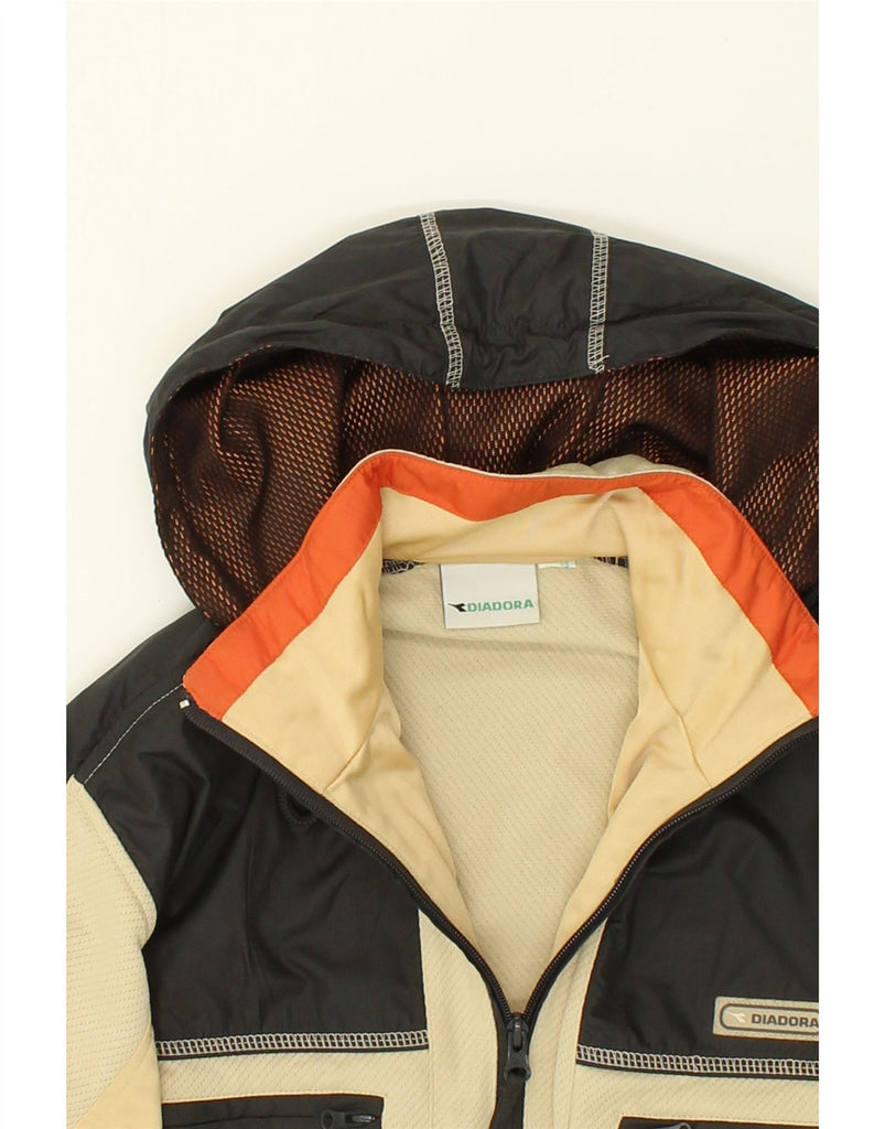 DIADORA Boys Hooded Utility Jacket 13-14 Years Beige Colourblock Polyamide | Vintage Diadora | Thrift | Second-Hand Diadora | Used Clothing | Messina Hembry 