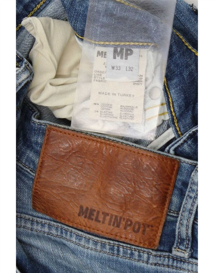 Meltin' Pot Mens Slim Jeans W33 L32 Blue Cotton