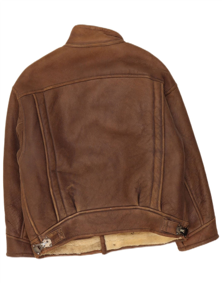 Vintage Mens Shearling Jacket UK 42 XL Brown Shearling