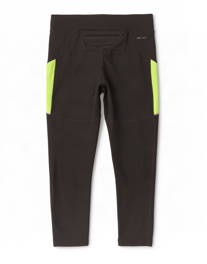 Nike Womens Dri Fit Capri Leggings UK 10 Small Grey Colourblock Polyester