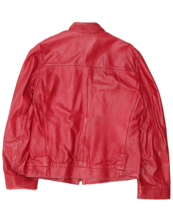 Vintage Womens Leather Bomber Jacket IT 46 Large Red