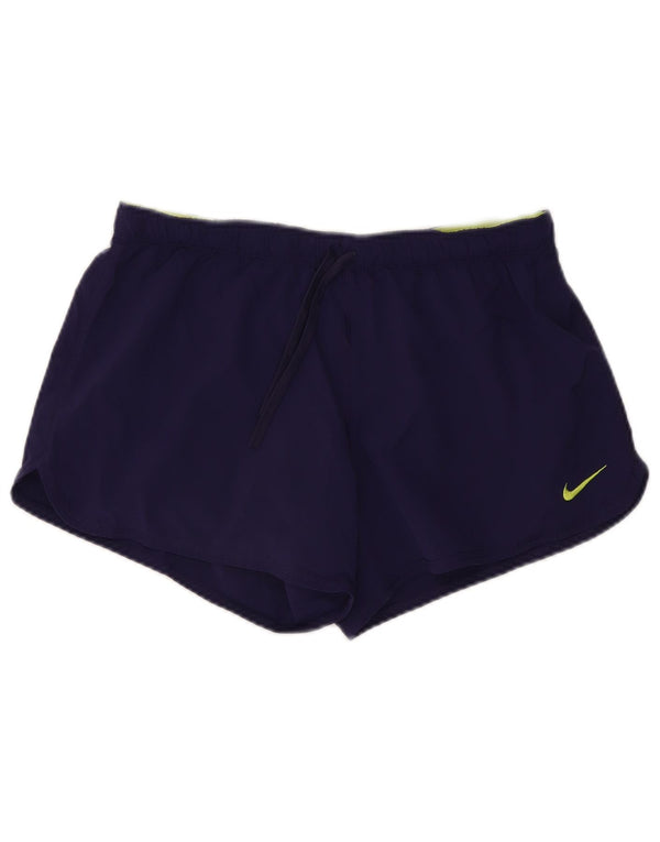 NIKE Womens Dri Fit Sport Shorts UK 14 Large  Purple Polyester