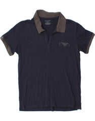 EMPORIO ARMANI Mens Polo Shirt IT 48 Medium Navy Blue Cotton