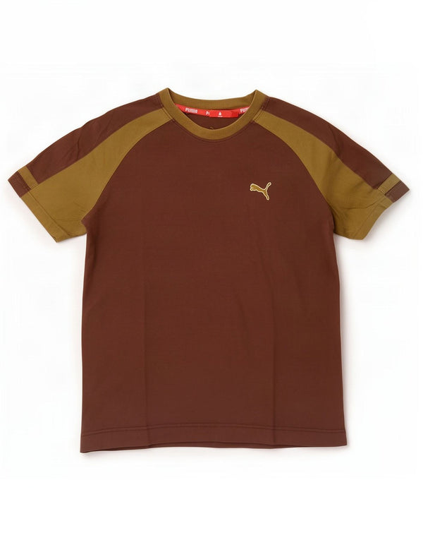 Puma Mens T-Shirt Top Medium Brown Colourblock