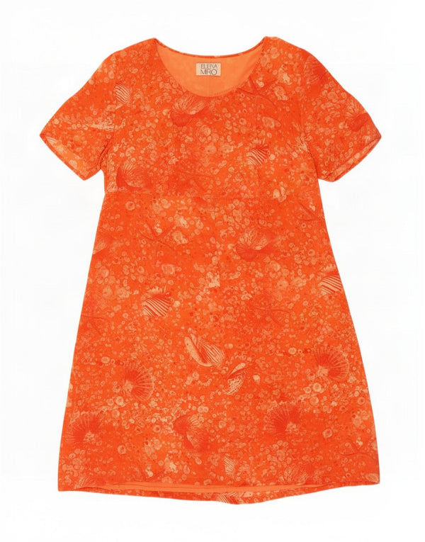 ELENA MIRO Womens Abstract Pattern A-Line Dress UK 24 4XL Orange Viscose