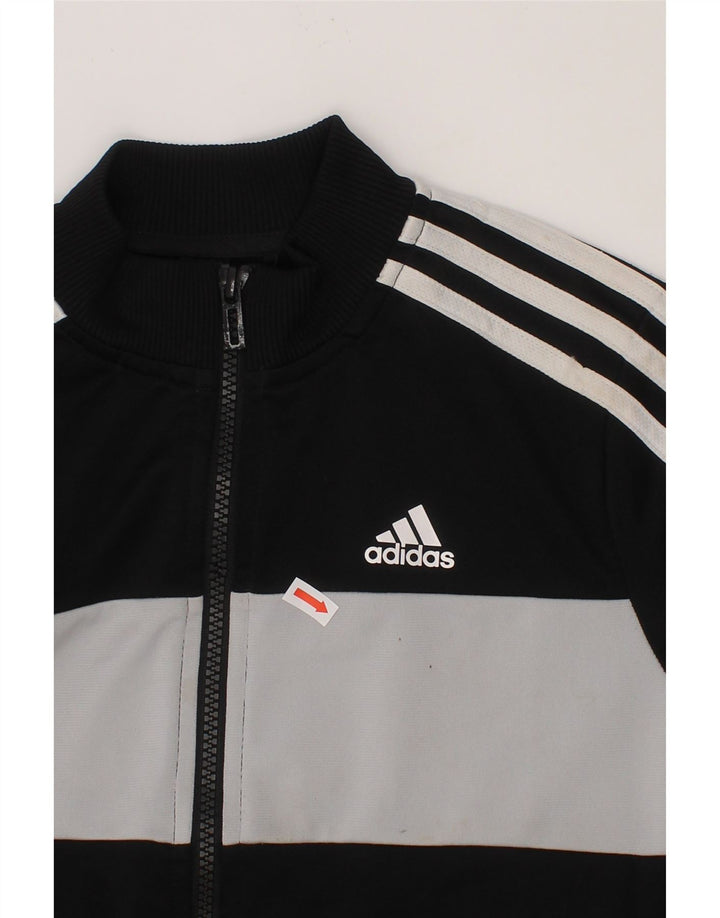 ADIDAS Boys Tracksuit Top Jacket 9-10 Years Black Colourblock Polyester Vintage Adidas and Second-Hand Adidas from Messina Hembry 