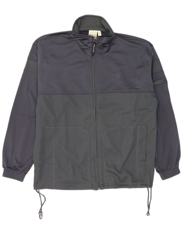 Diadora Mens Tracksuit Top Jacket UK 42 Large Navy Blue Colourblock