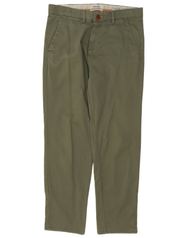Jack & Jones Mens Straight Chino Trousers W30 L30 Green Cotton